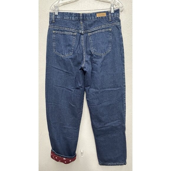 Cabela's Fleece Lined Jeans Womens 10 Blue Red Snowflake Holiday Winter Outdoor - Picture 4 of 11